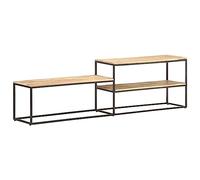 CKioict Mobile TV in Legno di Mango Grezzo Industriale 180x30x50cm con Ripiani per Sistema Audio e Multimedia, Mobile Porta TV Robusto e Durevole con Telaio in Acciaio e Fissaggio