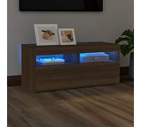 CKioict Mobiletto moderno per TV con luci a LED, effetto rovere, 90 x 35 x 40 cm, per soggiorno e sala da pranzo