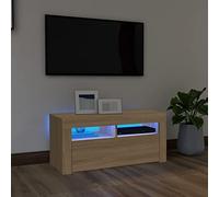 CKioict Moderna credenza per TV, soggiorno, con luci a LED, rovere Sonoma, 90 x 35 x 40 cm, per soggiorno e sala da pranzo