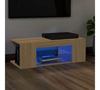 CKioict Moderna credenza per TV, soggiorno, con luci a LED, rovere Sonoma, 90 x 39 x 30 cm, per soggiorno e sala da pranzo