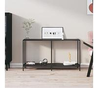 CKioict Moderno tavolo consolle da divano, tavolo per telefono, console, nero, 140 x 35 x 75,5 cm, in vetro temperato, per corridoio, ingresso, soggiorno, camera da letto