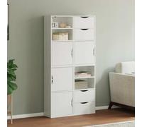 CKioict ODDA - Armadio da giardino in legno di pino massiccio, 4 pezzi, colore: bianco, per interni, ufficio, 40 x 24 x 79 cm