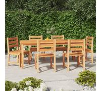CKioict Panchina da giardino, balcone, poltrona da esterno, 7 pezzi, in legno massiccio, teak, adatta per prati, giardini posteriori, lati della piscina