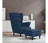 CKioict Poltrona per le orecchie con sgabello blu velluto poltrona con sgabello Lounge Poltrona per interni soggiorno