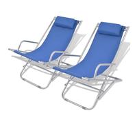 CKioict Poltrona relax ergonomica, sedia a sdraio da balcone, 2 pezzi, in acciaio blu, per terrazze, balconi, in piscina