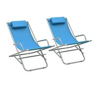 CKioict Poltrona relax ergonomica, sedia a sdraio, da balcone, a dondolo, 2 pezzi, in acciaio blu, per terrazze, balconi, in piscina