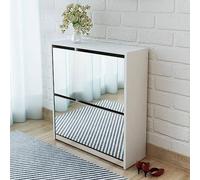 CKioict Scarpiera verticale nel corridoio, salvaspazio, scarpiera con 2 scomparti, specchio bianco, 63 x 17 x 67 cm, per corridoio, soggiorno, camera da letto