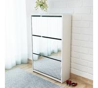 CKioict Scarpiera verticale nel corridoio, salvaspazio, scarpiera con 3 scomparti, specchio bianco, 63 x 17 x 102,5 cm, per corridoio, soggiorno, camera da letto