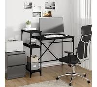 CKioict Scrivania con scaffale, colore nero, 105 x 50 x 90 cm, in legno di ferro, scrivania per computer, scrivania per ufficio, appartamenti, spazi vuoti