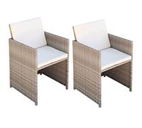 CKioict Sedie da sala da pranzo, da balcone, 2 pezzi, con imbottitura e cuscino, in rattan sintetico, beige, adatte per terrazze, prati, case coloniche