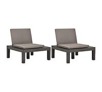 CKioict Sedie da sala da pranzo, da balcone, con cuscini, 2 pezzi, in plastica, antracite, adatte per terrazze, prati, case coloniche