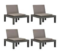 CKioict Sedie da sala da pranzo, da balcone, con cuscini, 4 pezzi, in plastica, antracite, adatte per terrazze, prati, case coloniche