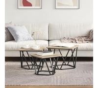 CKioict Set di 3 Tavolini da Caffè in Legno Ingegnerizzato Rovere Sonoma con Struttura in Metallo per Interni, Design Industriale Moderno e Superficie Spaziosa, Costruzione Robusta