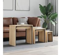 CKioict Set di 3 Tavolini Impilabili in Legno Multistrato Rovere Sonoma con Telaio in Metallo per Salotto Design Industriale e Funzione Versatile per Interni Moderni e Spazi Compatti