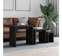 CKioict Set di 3 Tavolini Impilabili Neri in Legno Multistrato con Telaio in Metallo per Salotto Design Industriale e Funzione Versatile per Interni Moderni e Spazi Limitati