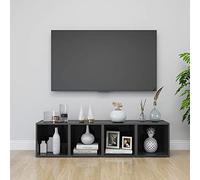 CKioict Set di 4 Mobili Porta TV Grigio Lucido in Legno Multistrato 37x35x37 cm con Scomparto per Soggiorno, Mobili TV da Terra Stabili e Durevoli per Armadio Stereo e HiFi, Design
