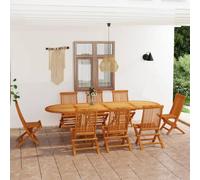 CKioict Set di 9 mobili da giardino in teak massiccio, ideale per giardini, prati, terrazze