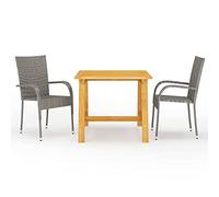 CKioict Set di mobili da giardino da balcone, 3 pezzi, colore grigio, ideale per giardini, prati, terrazze