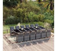 CKioict Set di mobili da giardino per esterni, 13 pezzi, con cuscino, in polyrattan, grigio, adatto per balconi, piscine, giardini posteriori