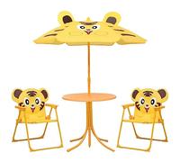 CKioict Set di mobili da giardino per esterni, 3 pezzi, per bambini, con ombrellone, giallo, adatto per balconi, piscine, giardini posteriori