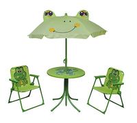 CKioict Set di mobili da giardino per esterni, 3 pezzi, per bambini, con ombrellone, verde, adatto per balconi, piscine, giardini posteriori