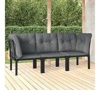 CKioict Set di mobili per balcone, mobili da giardino, 3 pezzi, colore nero e grigio, in rattan sintetico, per giardini, terrazze, balconi