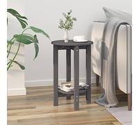 CKioict Tavolino da Salotto Grigio Ø 40x60 cm in Legno Massello di Pino con Piano d'Appoggio Pratico e Scaffale Aperto per Soggiorno Elegante e Rustico Struttura Stabile