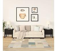 CKioict Tavolino da salotto in legno massello per soggiorno, 2 pezzi, nero, 50 x 50 x 49 cm, per soggiorno, camera da letto, balcone