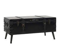 CKioict Tavolino da Salotto in MDF e Acciaio con Design a Baule Vintage 102x51x48 cm Nero - Mobile Elegante per Soggiorno con Piano Spazioso e Gambe Robuste, Ideale per Arredamento