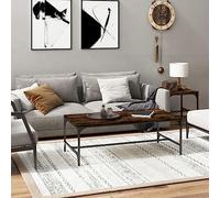 CKioict Tavolino da Salotto in Rovere Fumo 80x50x35 cm Legno Multistrato con Struttura in Acciaio e Gambe Regolabili per Pavimenti Irregolari - Tavolino Industriale Elegante