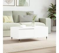 CKioict Tavolino da Salotto Moderno in Legno Multistrato con Cassetto e Gambe in Metallo, Colore Bianco, Dimensioni 90x50x36,5 cm, Ideale per Arredamento Soggiorno e Organizzazione