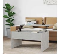 CKioict Tavolino Grigio Cemento 80x50,5x41,5 cm in Legno Multistrato con Piano Sollevabile e Scomparto Portaoggetti Nascosto - Tavolo da Salotto Multifunzionale per Soggiorno Moderno