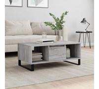 CKioict Tavolino Salotto Grigio Sonoma 90x50x36,5 cm Legno Multistrato con Cassetto e 2 Scomparti - Mobile Elegante per Soggiorno Moderno, Struttura Robusta in Legno Ingegnerizzato