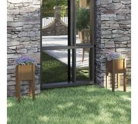 CKioict Vaso per piante, 2 pezzi, marrone miele, per esterni, per giardino, interno, 31 x 31 x 70 cm, in legno massello di pino