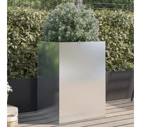 CKioict Vaso per piante argentato, per esterni, terrazza, 52 x 48 x 75 cm, in acciaio inox