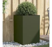 CKioict Vaso per piante, verde oliva, per interni, giardino, 52 x 48 x 75 cm, in acciaio