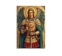 CKJenjBKm Stampa artistica da parete su tela con San Michele Arcangelo religioso, stampa artistica da parete per camera da letto e soggiorno, 50 x 75 cm, senza cornice