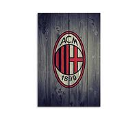 ckklik AC Milan Poster Art Vintage Wood Design Wall Print Football Club Decor Opera d'arte sportiva per la casa Regalo unico per i fan stile retrò Wall Art Team Emblema regalo 20,3 x 30,5 cm senza