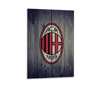 ckklik AC Milan Poster Art Vintage Wood Design Wall Print Football Club Decor Opera d'arte sportiva per la casa Regalo unico per i fan stile retrò Wall Art Team Emblema regalo 30,5 x 45,7 cm