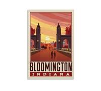 ckklik Bloomington Indiana Poster Art Vintage Tramonto Stampa Paesaggio Urbano Decorazione da Parete Paesaggio Urbano Opera D'arte Stampa Retro Viaggi per Casa e Cucina Regalo Unico 20,3 x 30,5 cm