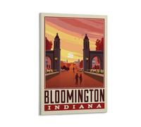 ckklik Bloomington Indiana Poster Art Vintage Tramonto Stampa Paesaggio Urbano Decorazione da Parete Paesaggio Urbano Opera D'arte Stampa Retro Viaggi per Casa e Cucina Regalo Unico Regalo 40,6 x 61