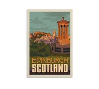 ckklik Edimburgo Scozia Poster Stampa artistica vintage paesaggio urbano decorazione da parete retrò viaggio opera d'arte scozzese illustrazione decorazione per la casa per soggiorno regalo unico 50,8