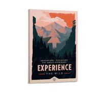 ckklik Experience The Wild Poster Adventure Discovery, stampa artistica per esterni, decorazione da parete, paesaggio naturale, opera d'arte per casa, montagna, illustrazione panoramica, viaggio