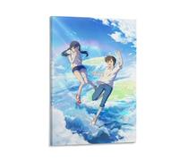 ckklik Poster artistico a tema anime, scena del cielo sognante con due personaggi, stampa colorata da parete per la decorazione della casa, opera d'arte moderna per soggiorno, camera da letto o