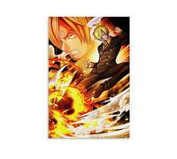 ckklik Poster artistico da parete a tema anime, stampa dinamica con personaggi colorati, illustrazione ispirata al manga, decorazione ispirata al manga con elementi di fuoco, regalo unico per i fan