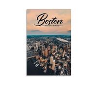 ckklik Poster con immagine di Boston City Skyline urbano con vista aerea di Boston USA, decorazione moderna per la casa, idea regalo per gli innamorati, 20,3 x 30,5 cm, senza cornice