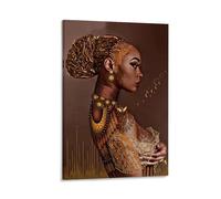 ckklik Ritratto di donna africana arte etnica decorazione da parete stampe culturali per la casa in stile boho unico opera d'arte colori vivaci regalo estetico moderno per gli amanti dell'arte regalo