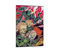 ckklik Stampa artistica di alieno poster fantascientifico retrò creature spaziali vintage robot e scheletri decorazione da parete fantastica decorazione per la casa eccentrica decorazione della stanza