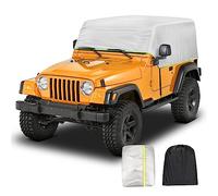 CKPEOR Coperchio Auto Coperchio Cabina per Jeep Wrangler TJ e YJ 2 Porte 1976-2006, Copertura Antipioggia Impermeabile per Tutte Le Stagioni con Striscia Riflettente, Argento