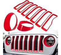 CKPEOR Griglia Anteriore Griglia Inserto Griglia e Copertura Trim Faro per Jeep Wrangler JL JLU Unlimited Sport/Sport 2018-2022, Accessori Esterni,Rosso